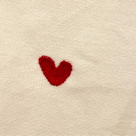 Sézane Tomboy Shirt Embroidered Red Hearts - Picture 6 of 12